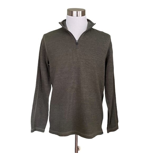Eddie Bauer Men's Loden Green 1/4 Zip Ribb Knit Cotton Pullover Sz M Sweater - Picture 1 of 5